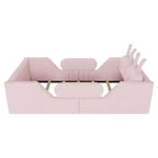 Whisen Twin - Letto a piattaforma, Letto imbottito da pavimento per bambini con cuscino a coniglio, Sponde laterali rimovibili