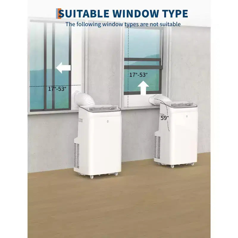 Condizionatore portatile da 15.000 BTU, unità AC portatile 3-in-1 con deumidificatore e ventilatore, modalità sleep, telecomando e pannello LED, raffredda 850 piedi quadrati, silenzioso
