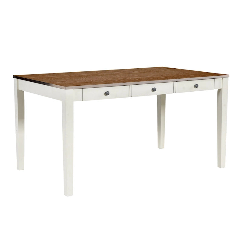 Set da pranzo di 6 pezzi in legno con 4 sedie e panca, tavolo con cassetto