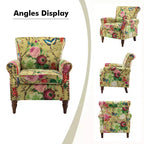 Poltrona Araceli Tradizionale in Legno Imbottita Floreale con Schienale Alto e Borchie | ART OF LIVING DESIGNS