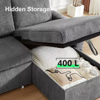 Dyonery Divano Letto Angolare 81, Divano Estraibile a L con Chaise Longue Reversibile con Contenitore, USB, Schienale Reclinabile