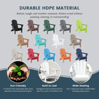 Polytrends Laguna Sedia Adirondack Pieghevole da Esterno per Patio Resistente allo Sbiadimento e alle Intemperie