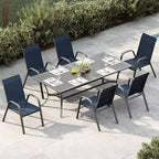 Sedie da patio, Set di 4/6 sedie da pranzo impilabili per esterni in textilene leggero per tutte le stagioni con braccioli per giardino, bordo piscina