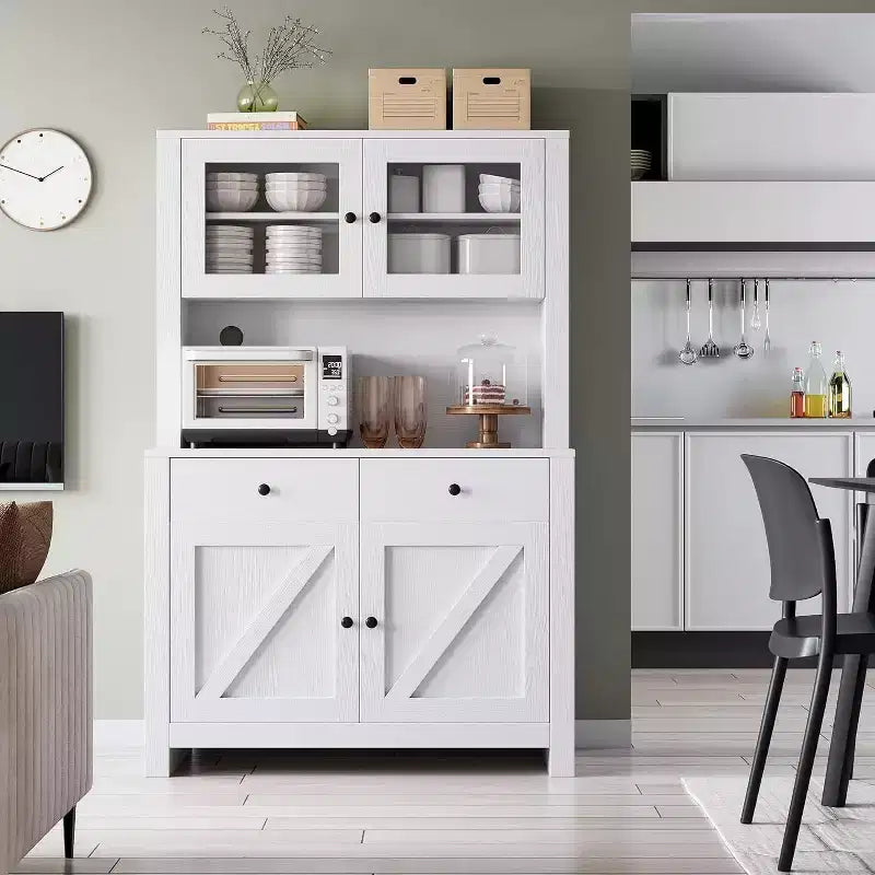 Mobile Dispensa da Cucina con Supporto per Microonde, Credenza con Mobile Buffet e Ripiani Regolabili, per Cucina, Sala da Pranzo