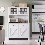 Mobile Dispensa da Cucina con Supporto per Microonde, Credenza con Mobile Buffet e Ripiani Regolabili, per Cucina, Sala da Pranzo