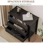 Cassettiera Heynemo a 3 Cassetti, Comodino in Legno Verniciato Alto 76 cm con Contenitore, Ampio Cassettone Moderno con Guide a Sfera