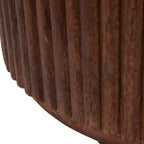 Tavolino Laterale Decorativo in Legno Scanalato con Piano in Marmo e Spazio Contenitivo - Piccolo Tavolino d'Appoggio per Arredo Camera da Letto o Soggiorno