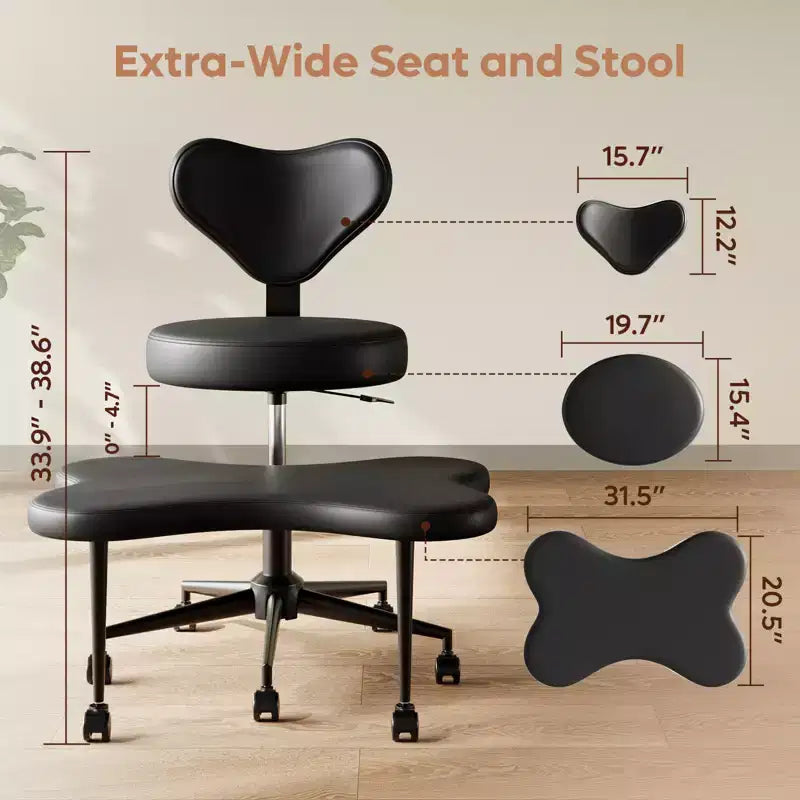 Pinmoco Sedia da ufficio ergonomica Criss Cross, sedia da meditazione regolabile in altezza, girevole a 360°, supporto lombare, sedia da lavoro e da ufficio, sedia ADHD