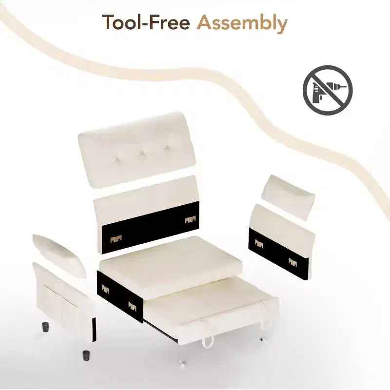 Dyonery Divano Letto Convertibile 3-in-1, Divano Letto Estraibile con Tasca Laterale e Schienale Regolabile, Montaggio Senza Attrezzi, Divanetto Pieghevole
