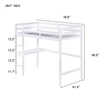 Letto a soppalco Okak Minimalism con scaletta, letto a soppalco singolo in legno di gomma con spondina di sicurezza e scrivania integrata, telai per letti per bambini, ragazzi