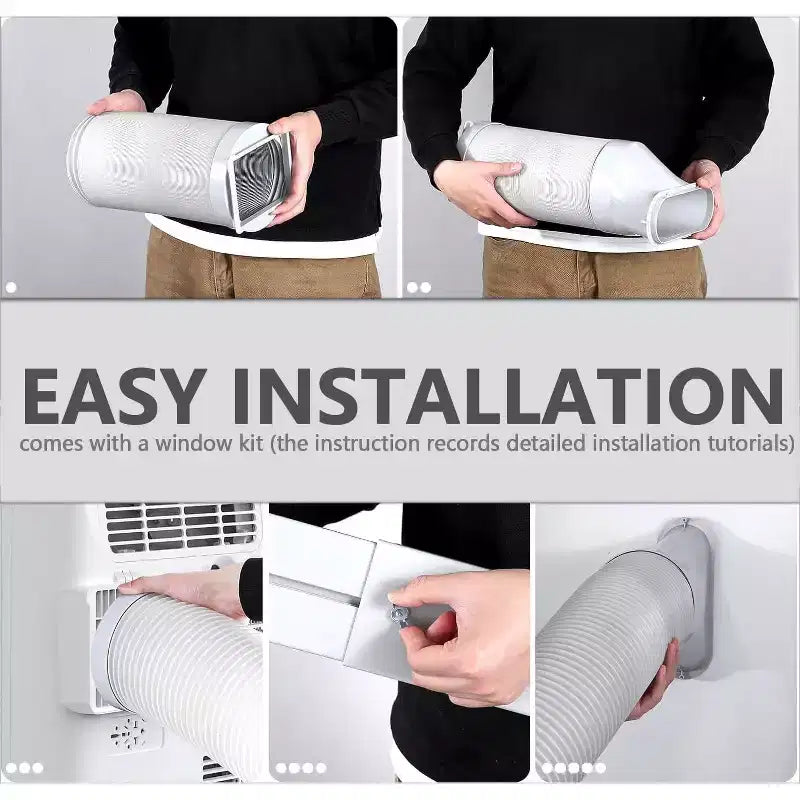 Condizionatore portatile da 10000 BTU, climatizzatore domestico con telecomando per ambienti fino a 42 mq, funzioni 3-in-1/timer 24 ore/ruote piroettanti