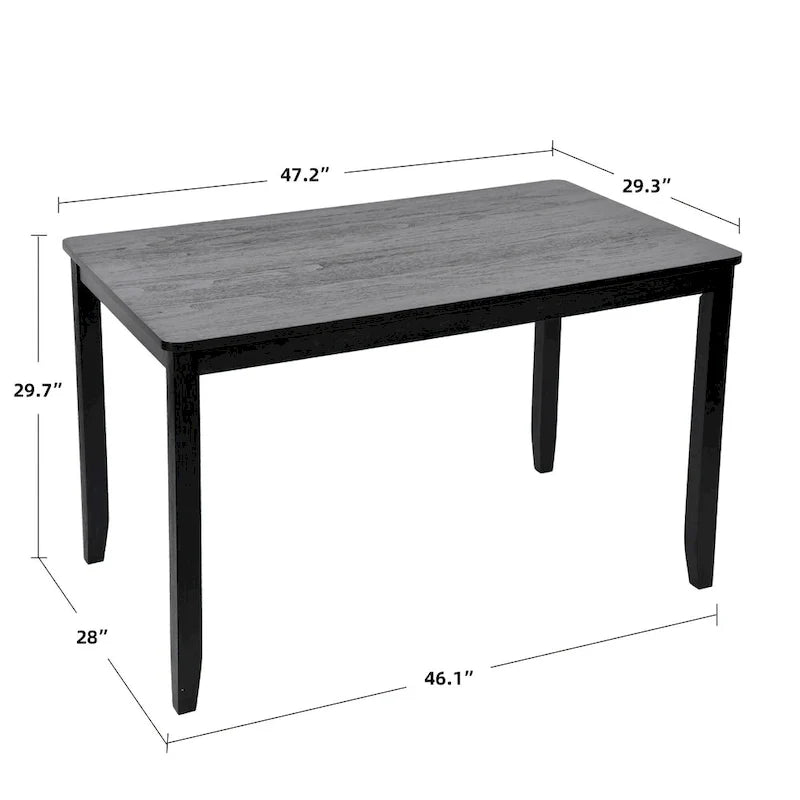 Set di 5 mobili da pranzo in legno massello 47L (1 tavolo + 4 sedie con schienale a doghe)