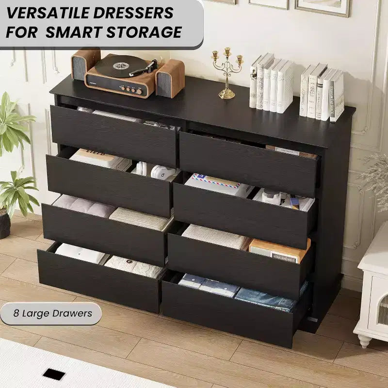 Cassettiera a 8 cassetti, comò con cassetti profondi, armadio alto e largo per soggiorno, corridoio, camera dei bambini