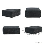 Divano componibile modulare grande, rivestimento in velluto a coste, a U, a 4 posti, con 2 pouf e 5 cuscini