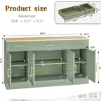 Mobile Buffet Celebalcony con Contenitore, Grande Mobile Contenitore da Cucina da 53,4 pollici con 3 Cassetti e 4 Ante, Ripiano Regolabile per Cucina, Soggiorno