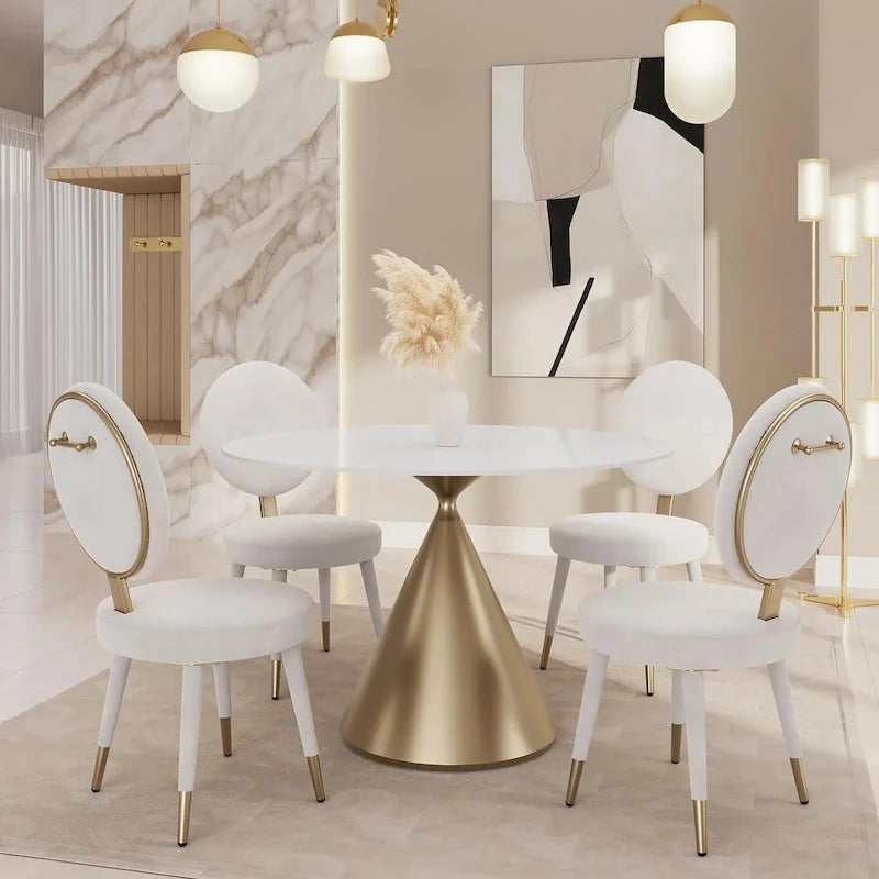 Morden Fort Set da pranzo rotondo moderno di lusso da 5 pezzi con tavolo e sedie