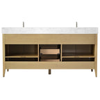 Mobile lavabo doppio Vanity Art 72 per bagno con piano in marmo composito