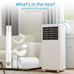 Condizionatore d'aria portatile da 8.000 BTU - 3-in-1 Raffreddamento, Deumidificatore e Ventilatore per ambienti fino a 32,5 mq con Modalità Sleep e 1 Anno di Garanzia