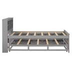 Letto a piattaforma con letto estraibile e cassetti, Letto a piattaforma contenitore con USB, Letto a piattaforma in legno con libreria