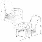 Poltrona Reclinabile Regolabile da Esterno con Cuscino - 38 (P) x 26.5 (L) x 38.5 (A) POLLICI