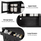 Mobile Dispensa da Cucina con Supporto per Microonde, Credenza con Mobile Buffet e Ripiani Regolabili, per Cucina, Sala da Pranzo