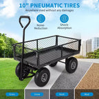 Carrello da Giardino in Acciaio Pesante, 227 kg, Carrello Pieghevole con Sponde in Rete Rimovibili e Rivestimento, Pneumatici da 10 Pollici, Maniglia di Trazione