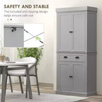 Mobile credenza da cucina da 71" con luci a LED, 6 ante con ripiani, un cassetto e 4 ripiani regolabili