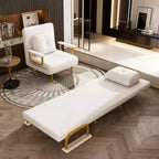 Divano Letto Pieghevole 3-in-1 Convertibile in Poltrona - Schienale Regolabile in 5 Posizioni con Cuscino, Salvaspazio per Soggiorno, Camera da Letto e Ufficio (Bianco)