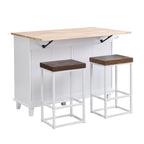 Set da isola per cucina TOPMAX con anta a ribalta e 2 posti a sedere, set tavolo da pranzo con ripiano regolabile, cassetti e portasciugamani
