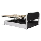 Letto imbottito queen size con contenitore sollevabile - Bianco