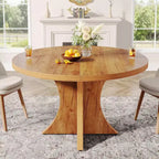 Lantine Tavolo da Pranzo Rotondo da 120 cm per 4-6 persone, Tavolo da Cucina Stile Rustico con Base a Piedistallo, Tavolino da Pranzo per Sala da Pranzo, Soggiorno, Marrone