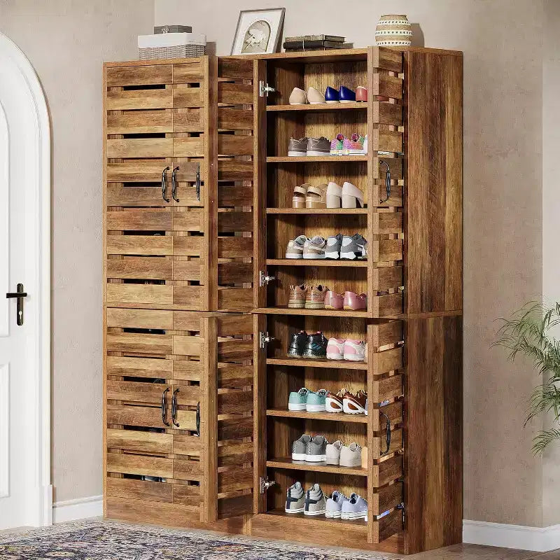 Lantine 70.8 Scarpiera Alta con Ante a Serranda, 9 Ripiani per 27 Paia di Scarpe, Mobile Verticale