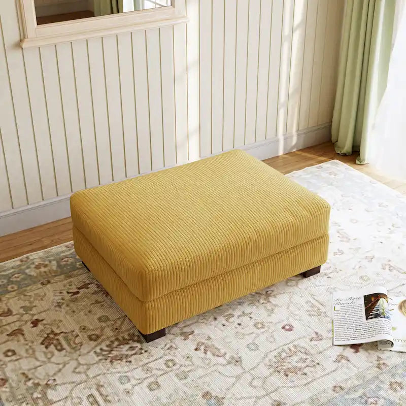 Pouf poggiapiedi oversize in velluto a coste moderno