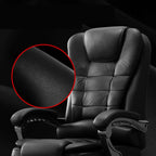 Sedia da ufficio girevole ergonomica in pelle nera con poggiapiedi