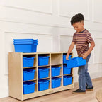 Mobile Cubby con vassoio e 15 contenitori frontali a paletta, 3x4, Arredamento per bambini