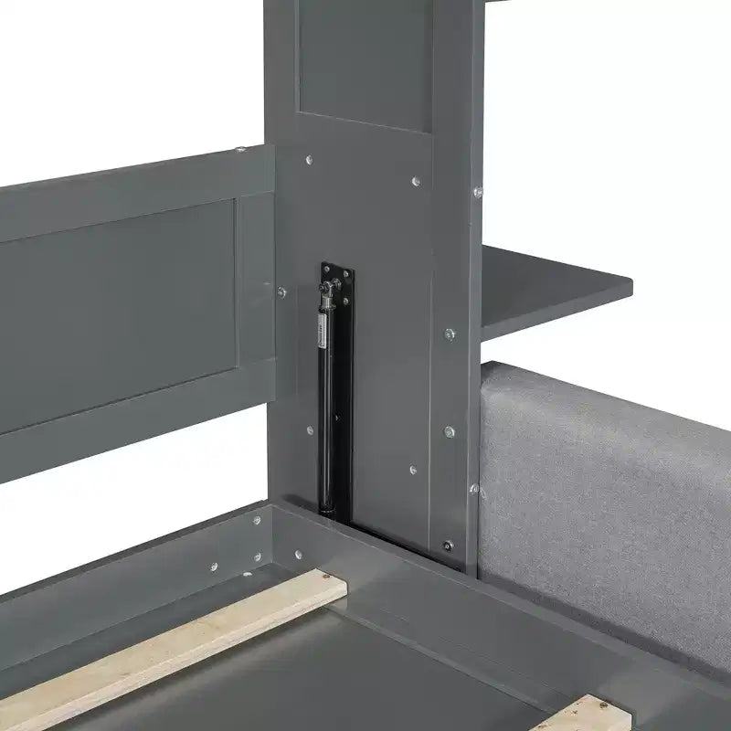 Letto a scomparsa Queen Murphy con divano, letto a scomparsa Queen Size con armadio, letto a parete pieghevole con libreria e mensole per camera degli ospiti o ufficio
