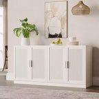 Credenza con ante in rattan a 3 scomparti, armadietto contenitore con ripiani regolabili - 93Lx31H
