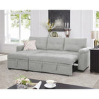 Divano componibile convertibile reversibile con letto estraibile, chaise longue con contenitore nascosto e gambe durevoli