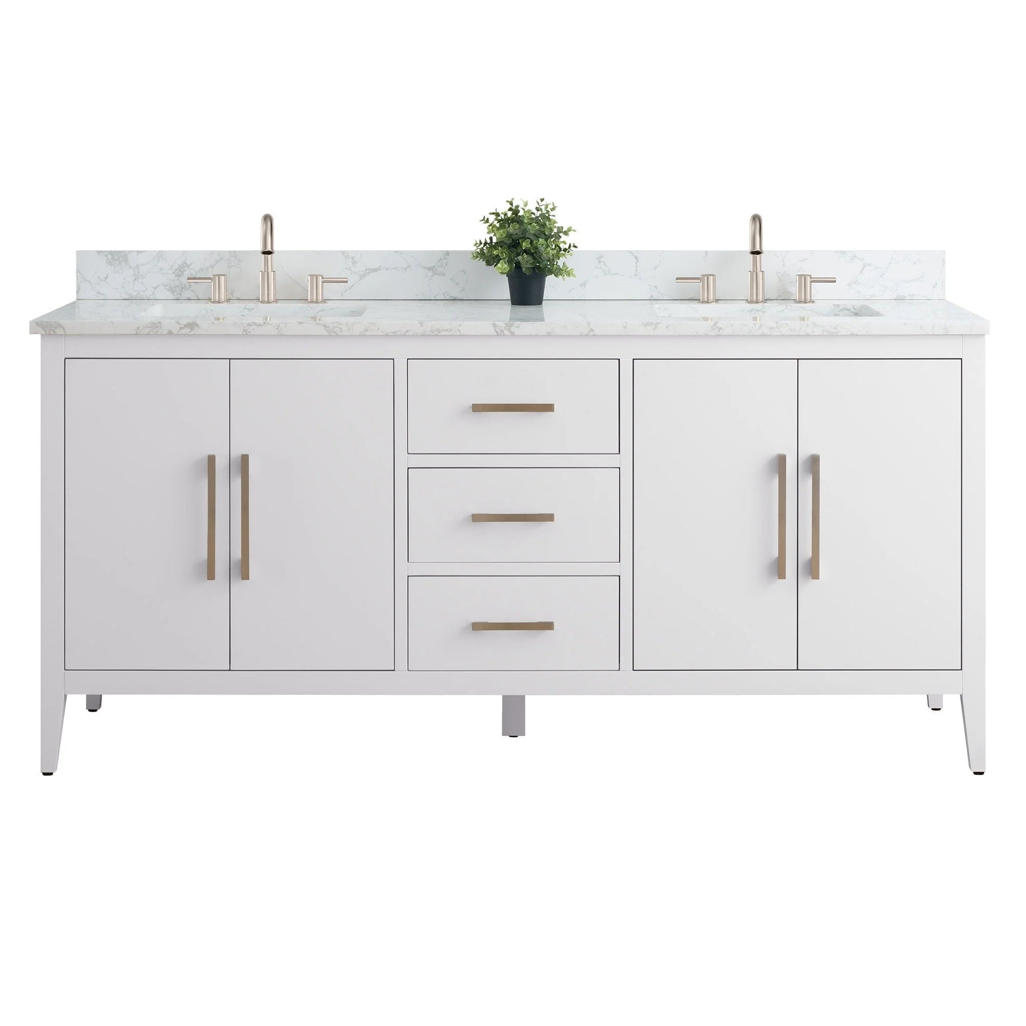Mobile lavabo doppio Vanity Art 72 per bagno con piano in marmo composito
