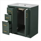 Mobile bagno 30 pollici con lavabo singolo, armadietto e 3 cassetti – Nero / Blu / Verde / Indaco / Bianco