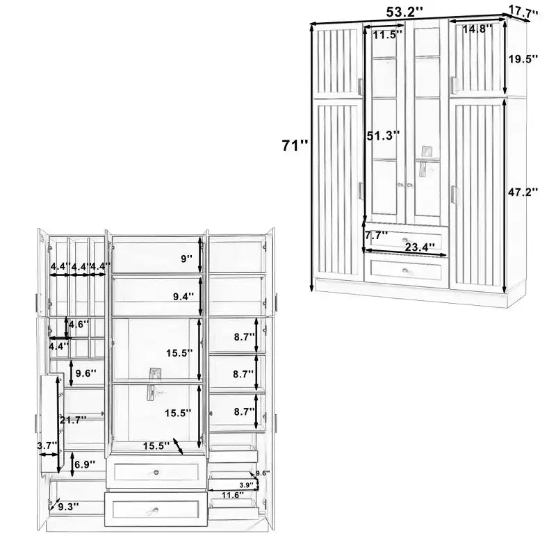 Dispensa da Cucina Autoportante Whisen 71''H, Grande Armadio Contenitore per Sala da Pranzo con 6 Ante, Ripiani Regolabili