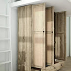 Famapy Armadio in Rattan con 3 Cassetti, Armadio con 3 Ante Traspiranti in Rattan, Armadio Alto in Stile Rustico per Camera da Letto
