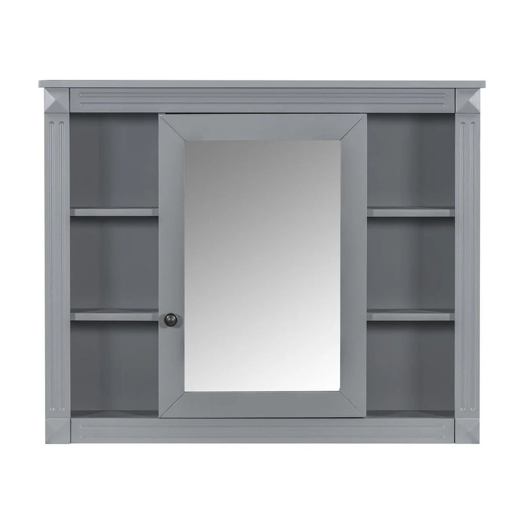 Mobile Bagno Moderno da 90cm con Lavabo Integrato e Specchiera, 2 Ante e 2 Cassetti