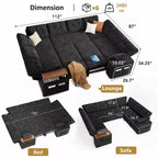 Divano letto componibile modulare Dyonery 112 con letto estraibile, divano componibile a U con contenitore, divani con seduta extra ampia e profonda per soggiorno