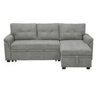 Divano componibile convertibile reversibile con letto estraibile, chaise longue con contenitore nascosto e gambe durevoli