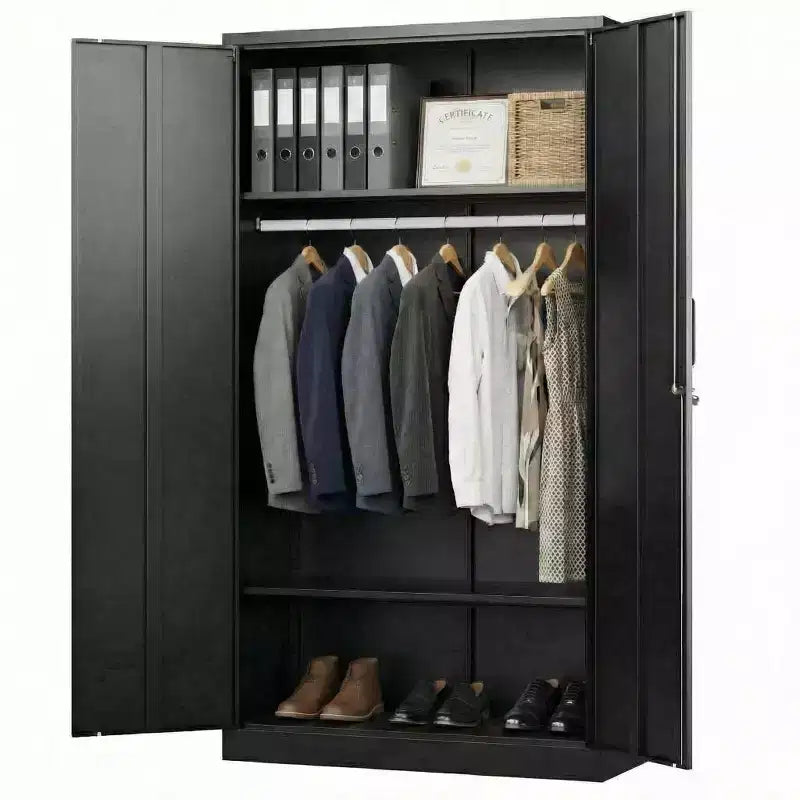 Armadio in Acciaio Resistente da 183 cm con Serratura, Armadietto Metallico da Garage, Armadietto Contenitore in Metallo per Casa, Camera da Letto, Ufficio, Ripostiglio
