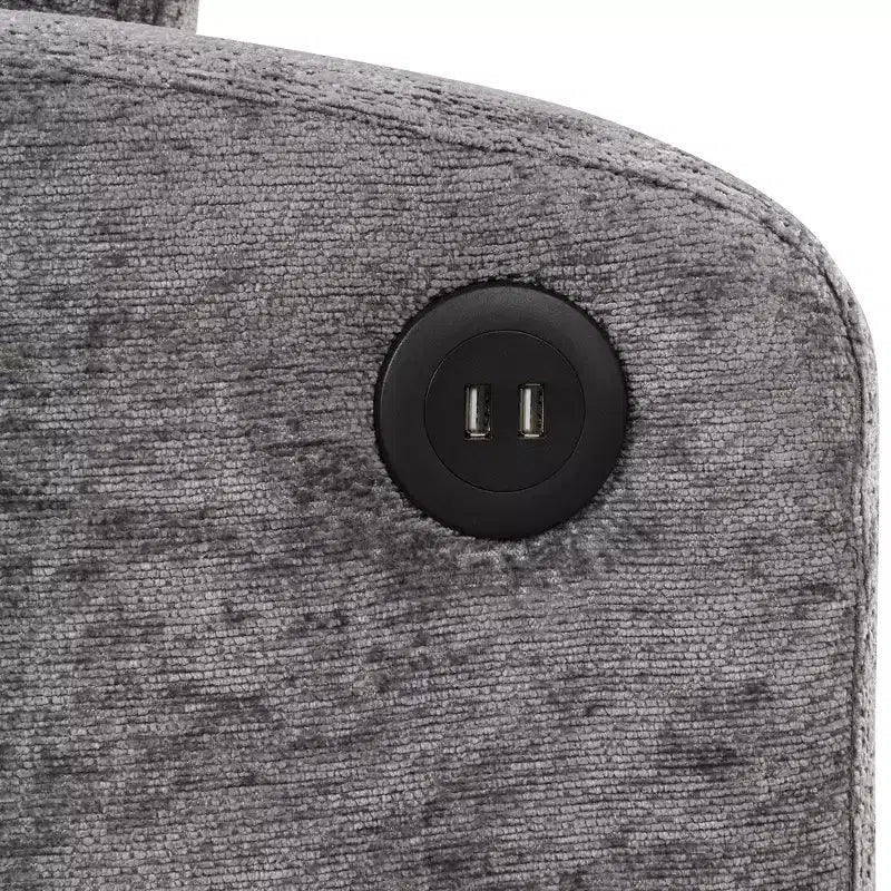 61,6 Divano letto moderno convertibile in ciniglia con porte USB, portabicchieri e schienale regolabile per soggiorno, appartamento