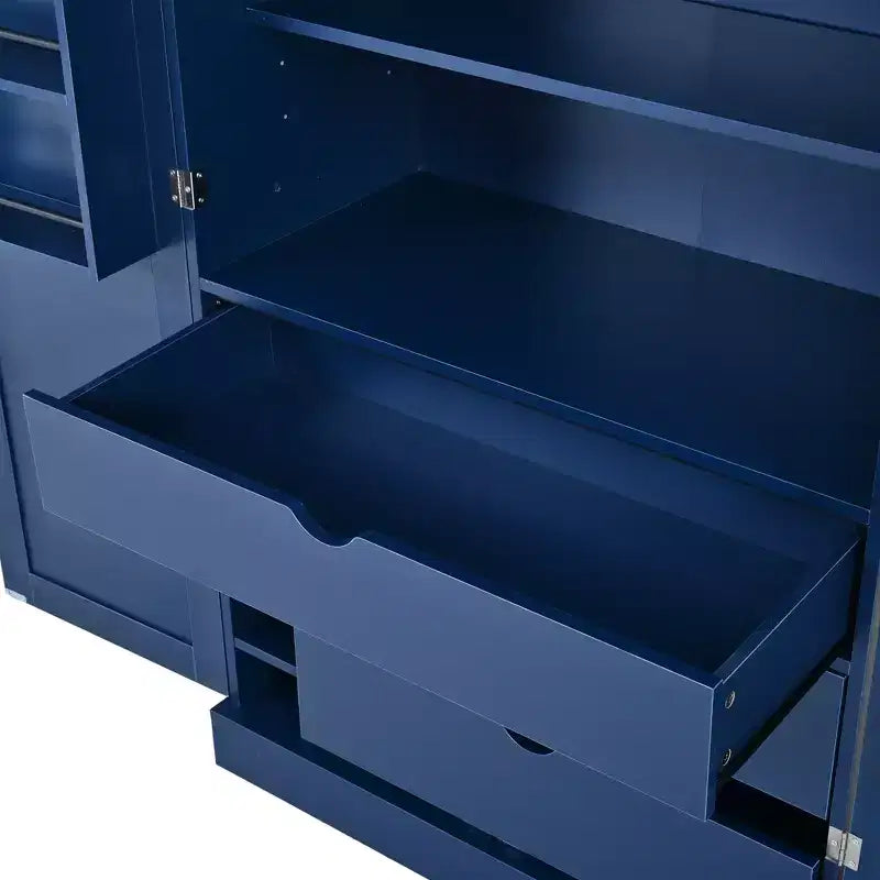 Dispensa da cucina indipendente 77H, armadio contenitore in stile rustico con ripiani regolabili, ripiani sulla porta, cassetti e portabottiglie - ModernLuxe