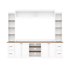 ModernLuxe Mobile TV da Parete 4 in 1 per Stile Rustico, Adatto a TV Fino a 70 Pollici, Consolle Multimediale con Ripiani Regolabili e Cassetti