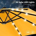 MAISON ARTS Ombrellone rettangolare da esterno a manovella con doppia falda da 4,5 metri, con luci a LED solari e base inclusa